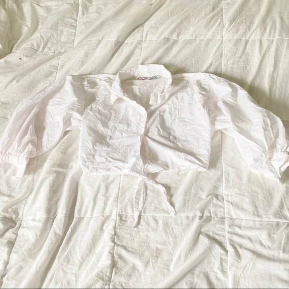 vintage 80s Denim Republic crop blouse - Picture 3 of 4